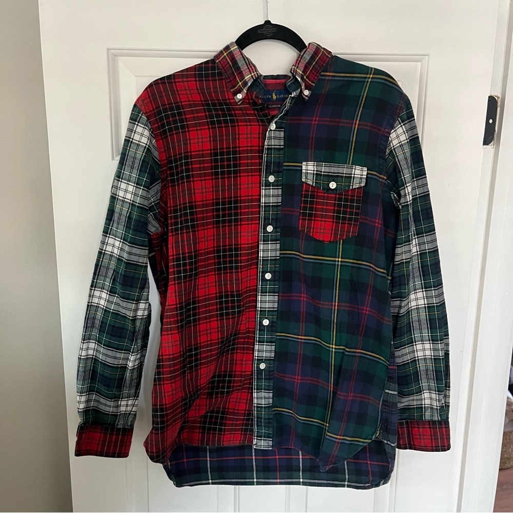 Vintage Polo Ralph Lauren Men MEDIUM Patchwork Plaid ColorBlock